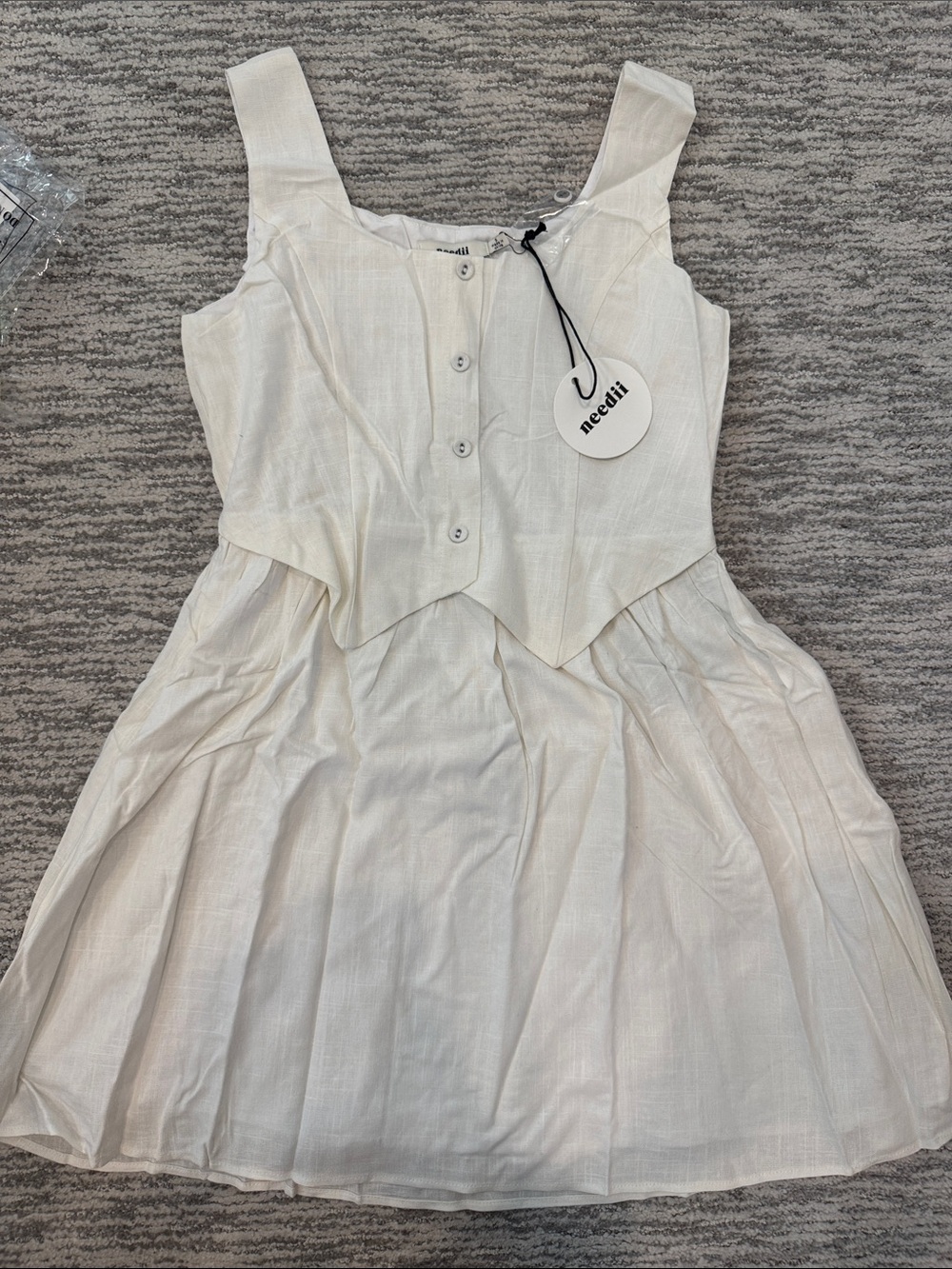 Necati Girls' White Button-Front Sundress
